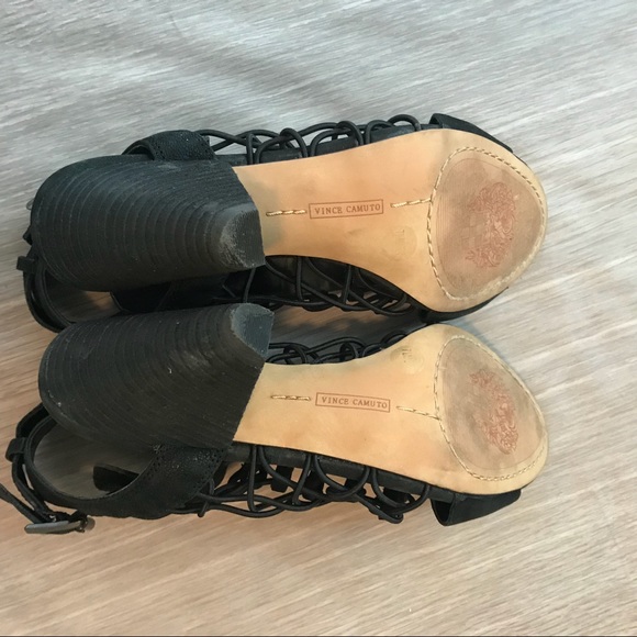 Vince Camuto Black Gladiator Eval Sandal Heel 7.5 - Picture 5 of 8